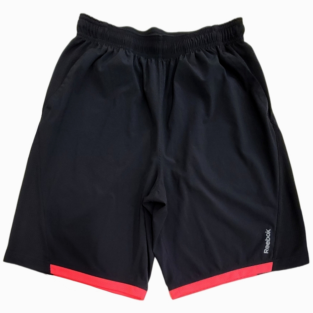 NWOT Men's Reebok Black Athletic Basketball Workout Shorts with Pockets • Large